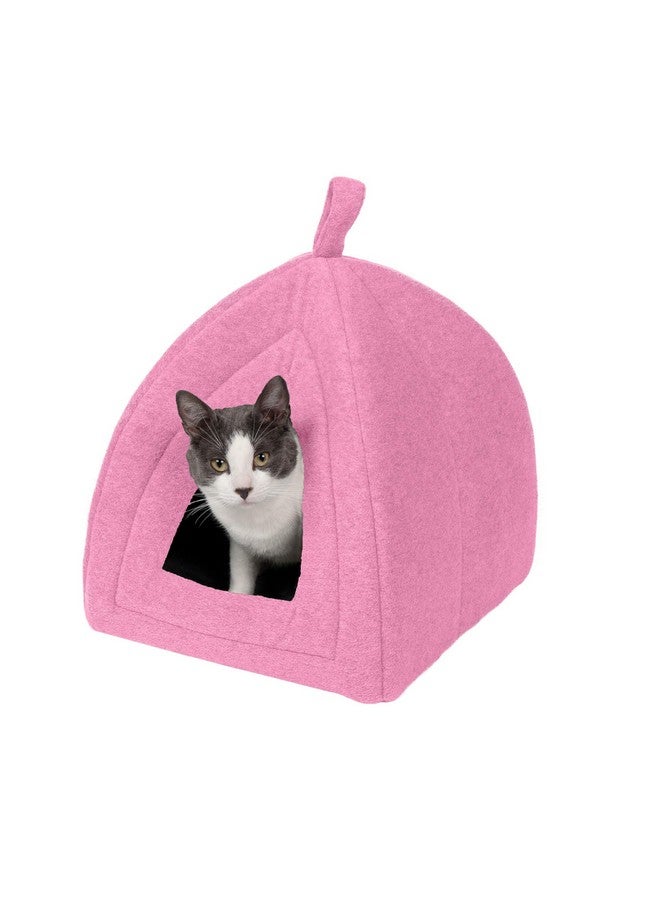 Cat Bed Cave For Indoor Cats & Small Dogs, Washable & Foldable W/ Removable Cushion  Polar Fleece Pet Tent  Cotton Candy Pink, Small