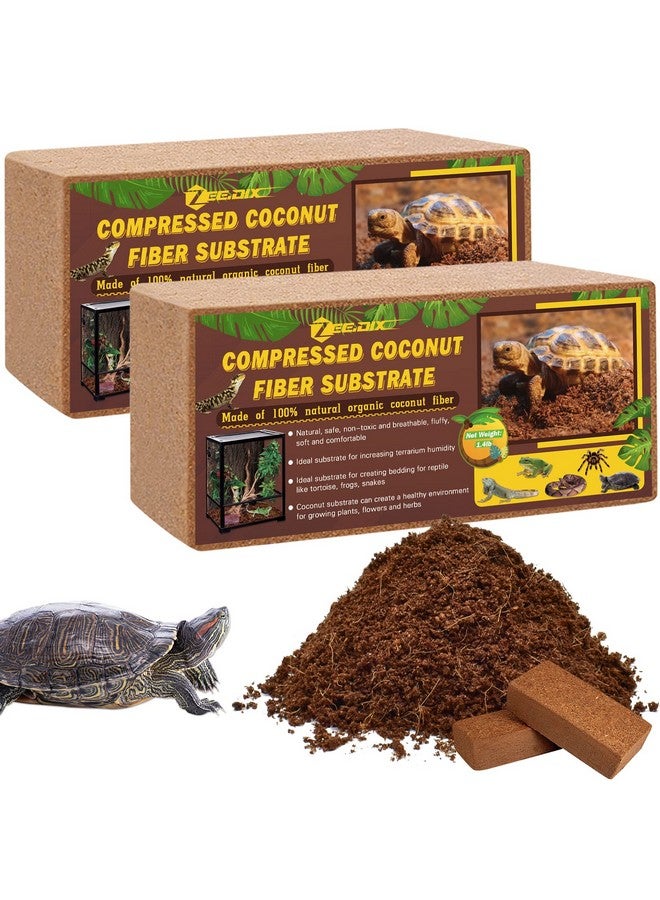 2Pcs Compressed Coconut Fiber Substrate, 100% Organic Coco Coir Fiber Brick Substrate Fluffy Bearded Dragon Tortoise Snake Terrarium Substrate Loose Natural Husk Terrarium Bedding For Reptiles
