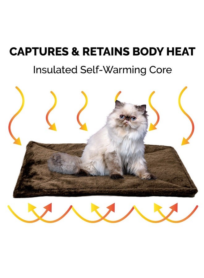 Thermanap SelfWarming Cat Bed For Indoor Cats & Small Dogs, Washable & Reflects Body Heat  Quilted Faux Fur Reflective Bed Mat  Espresso, Small