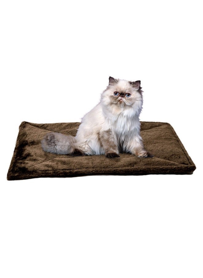 Thermanap SelfWarming Cat Bed For Indoor Cats & Small Dogs, Washable & Reflects Body Heat  Quilted Faux Fur Reflective Bed Mat  Espresso, Small