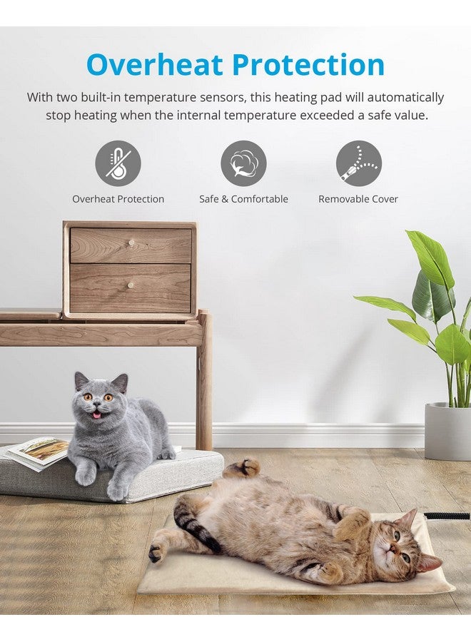 Cat Heating Pad, Temperature Adjustable Heated Cat Bed With Auto Shut Off Timer, Indoor Pet Heated Bed Mat For Cats And Dogs, 17.7 X 15.7 Inches, 55W (Max)
