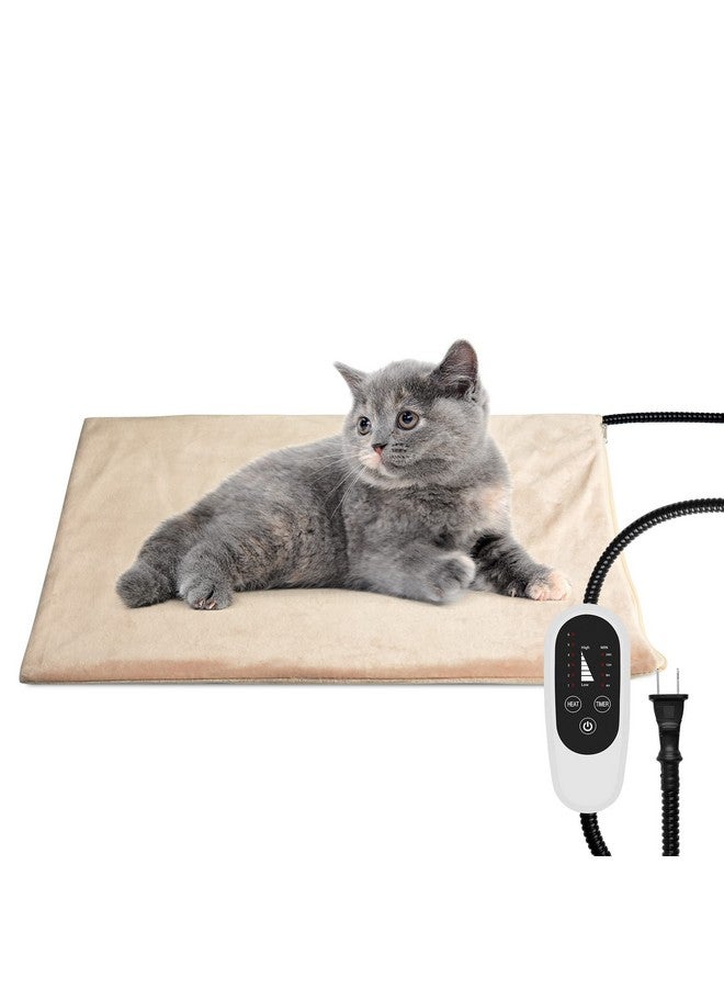 Cat Heating Pad, Temperature Adjustable Heated Cat Bed With Auto Shut Off Timer, Indoor Pet Heated Bed Mat For Cats And Dogs, 17.7 X 15.7 Inches, 55W (Max)