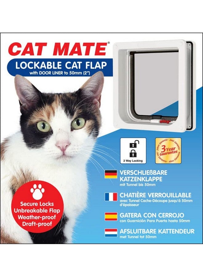 Lockable Cat Flap With Door Liner, White
