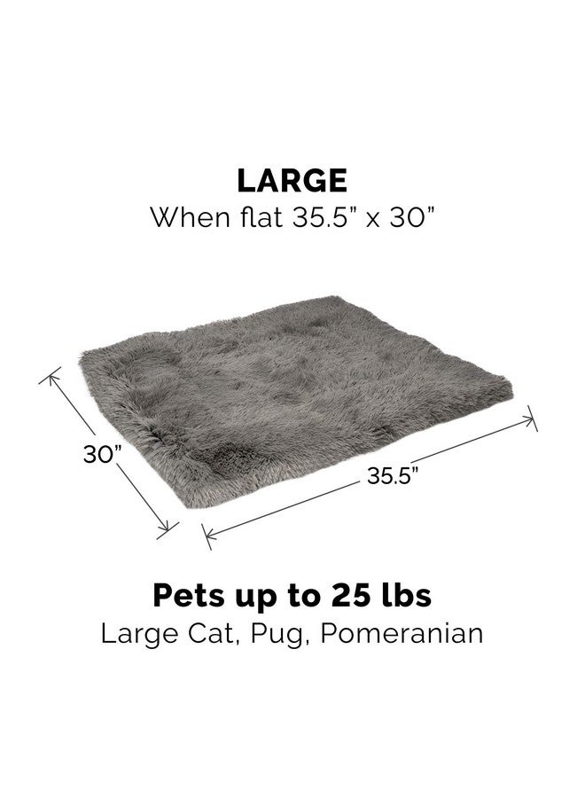 SelfWarming Cat Bed For Indoor Cats, 4BedsIn1 & Washable  Plush Long Faux Fur Convertible Cuddler  Gray, Large, 35.5