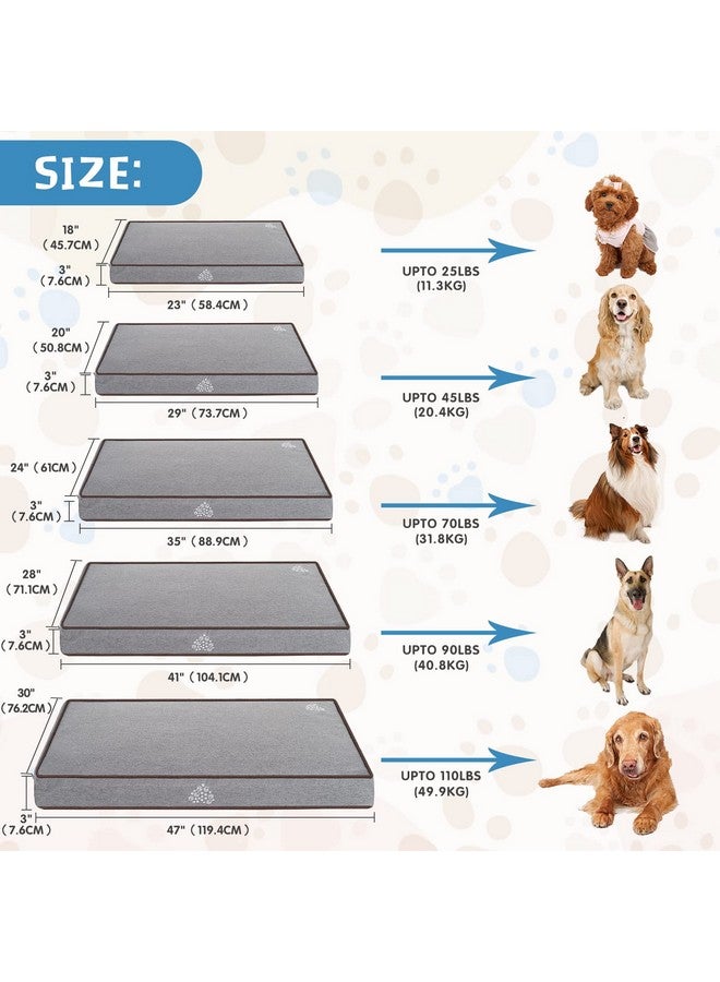 Dog Bed Soft Crate Pad Mat Reversible Cool & Warm, Washable Comfy Kennel Pad With Orthopedic EggCrate Foam For Small Medium Large Dogs, WaterResistant Pet Bed, Gray/Dark Blue