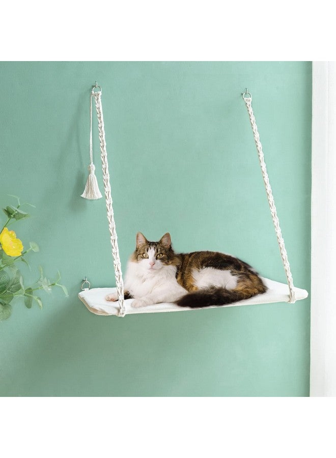 Cat Window Perch Macrame Boho Cat Hammock Wall Mounted Cat Bed For Indoor Cat, Pet Resting Seat Safety Space Saving Cat Shelves With Screw Suction Cups