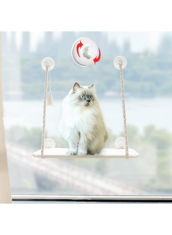 Cat Window Perch Macrame Boho Cat Hammock Wall Mounted Cat Bed For Indoor Cat, Pet Resting Seat Safety Space Saving Cat Shelves With Screw Suction Cups