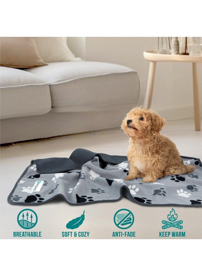 Waterproof Dog Blanket For Medium Large Pets Dogs Cats, Pet Couch Cover Protector For Furniture, Reversible Washable Soft Fleece Cat Blanket For Bed Couch Sofa, 40X60 (Paw Print Gray)