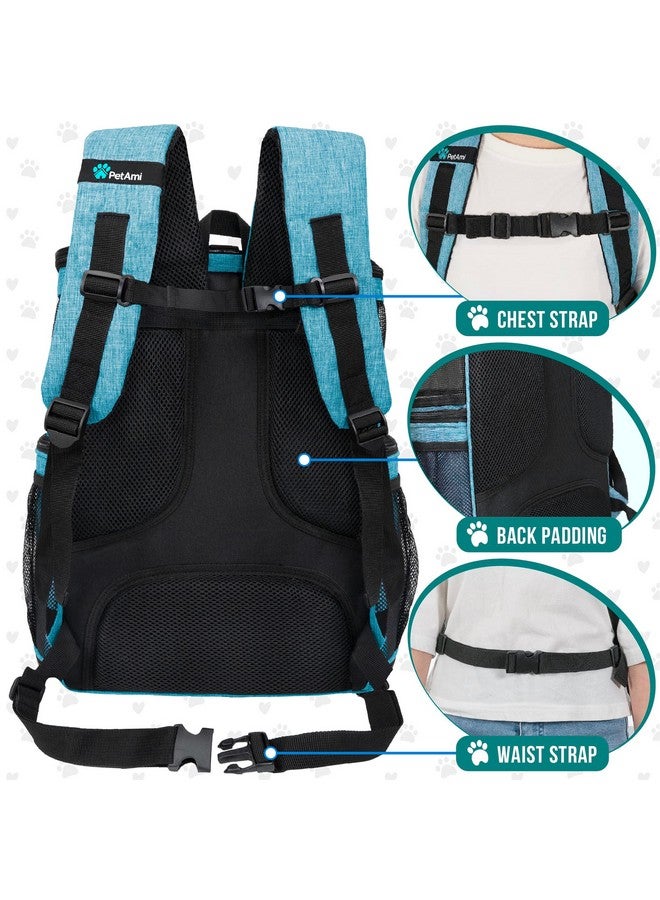 Dog Backpack Carrier, Airline Approved Cat Backpacks For Carrying Small Large Cats, Pet Carrier Back Pack, Ventilated Soft Sided For Travel, Hiking, Camping, Max 18 Lbs, Turquoise