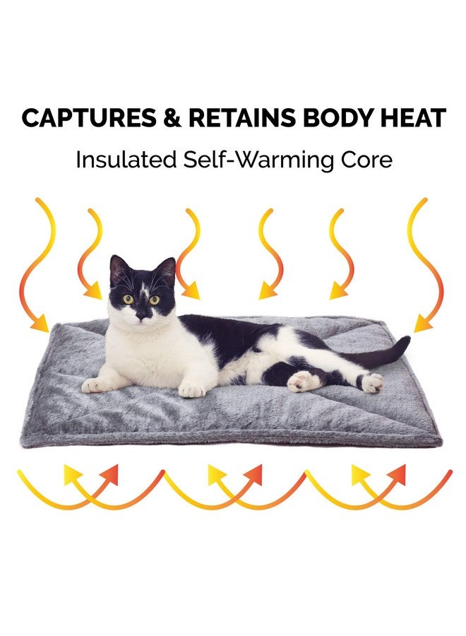 Thermanap SelfWarming Cat Bed For Indoor Cats & Small Dogs, Washable & Reflects Body Heat  Quilted Faux Fur Reflective Bed Mat  Gray, Small