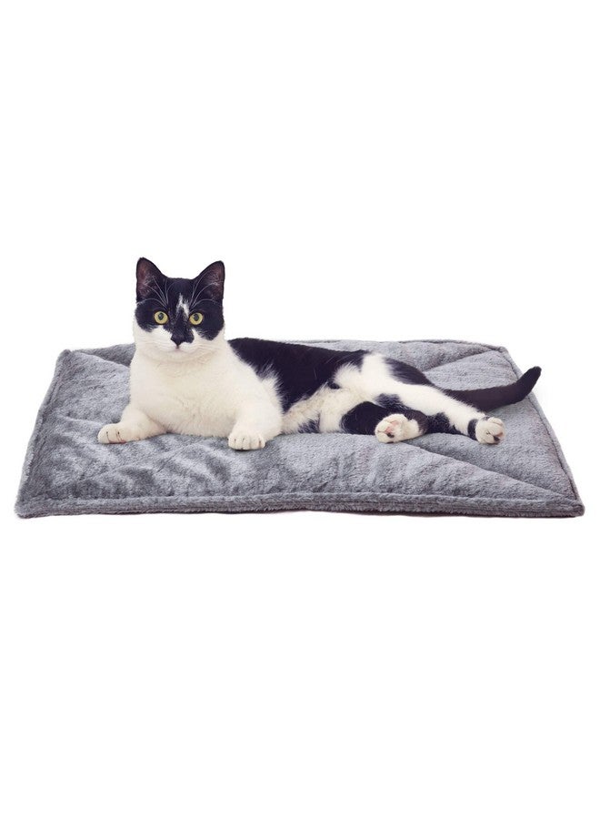 Thermanap SelfWarming Cat Bed For Indoor Cats & Small Dogs, Washable & Reflects Body Heat  Quilted Faux Fur Reflective Bed Mat  Gray, Small