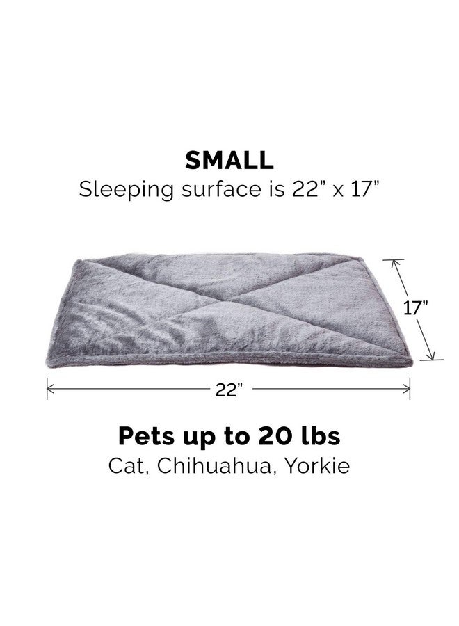 Thermanap SelfWarming Cat Bed For Indoor Cats & Small Dogs, Washable & Reflects Body Heat  Quilted Faux Fur Reflective Bed Mat  Gray, Small