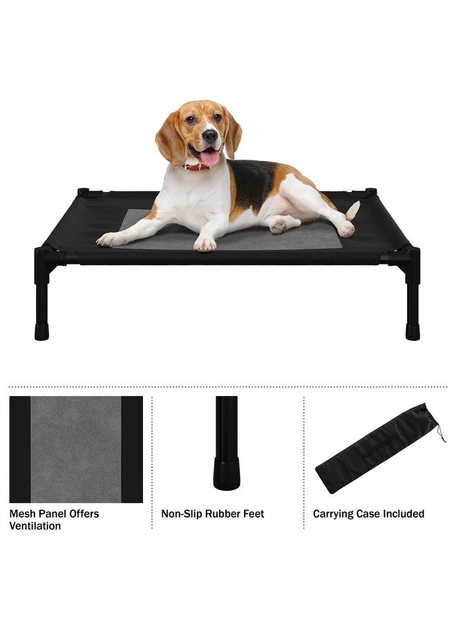 Elevated Dog Bed  30X24Inch Portable Pet Bed With NonSlip Feet  Indoor/Outdoor Dog Cot Or Puppy Bed For Pets Up To 50Lbs By Petmaker (Black)