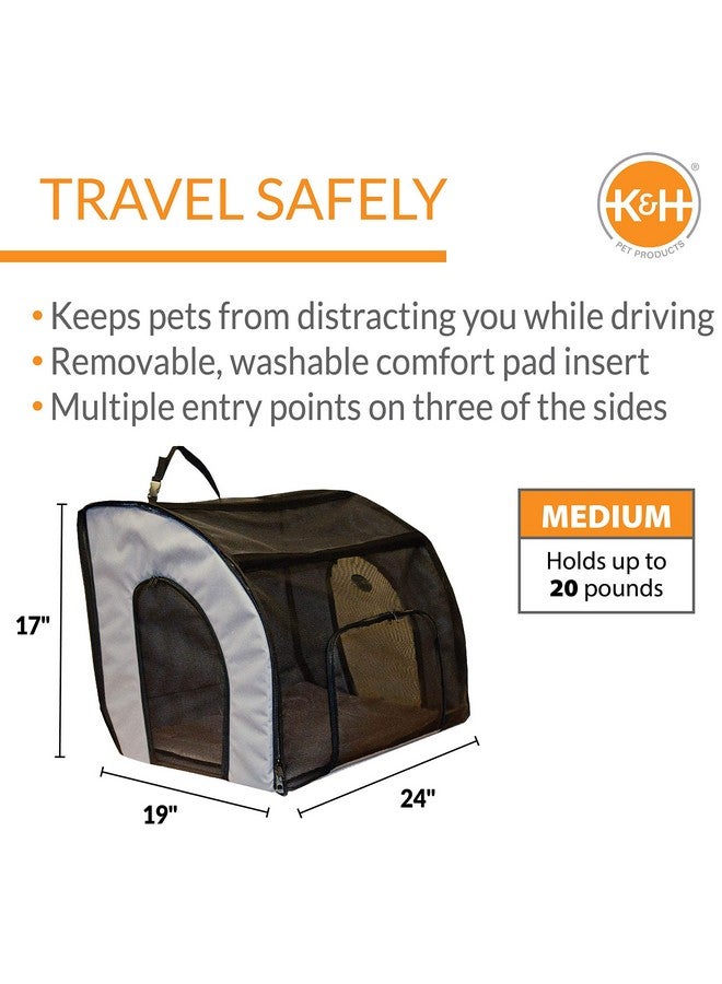 Travel Safety Carrier For Pets, Dog Crate For Car Travel, Dog SoftSided Carrier For Medium Dogs, Portable Car Seat Kennel, Gray/Black Medium 24 X 19 X 17 Inches