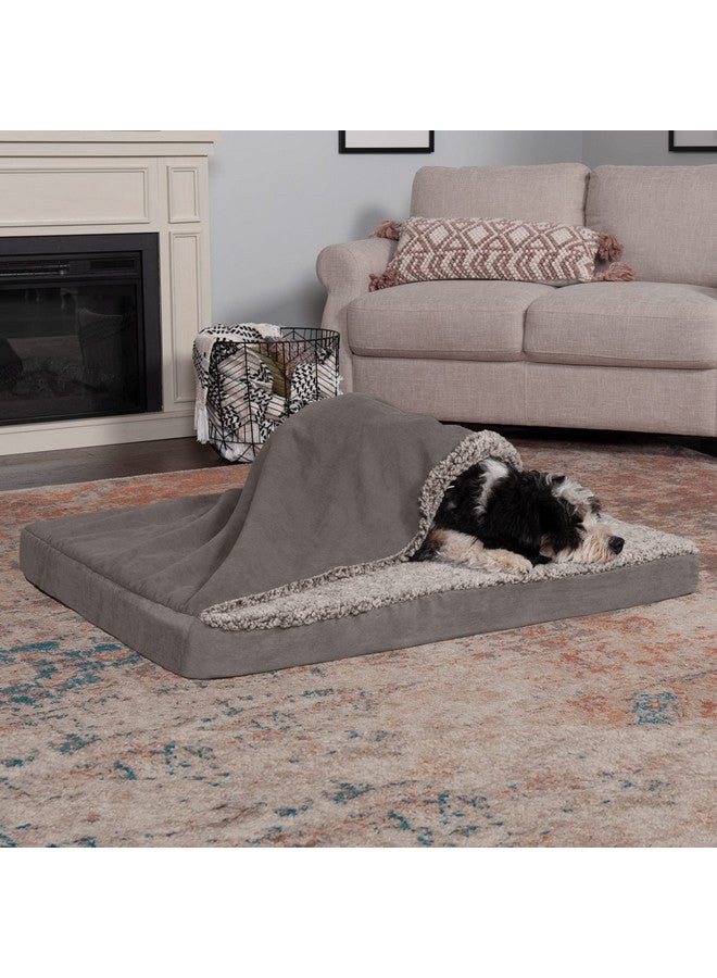 Orthopedic Dog Bed For Large/Medium Dogs W/ Removable Washable Cover, For Dogs Up To 55 Lbs  Berber & Suede Blanket Top Mattress  Gray, Large