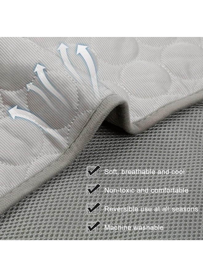 Pet Cooling Mat For Dog Puppy Cat Washable Cooling Pad, Reusable Ice Silk Dog Self Cooling Mat, Pet Sleeping Pad Blanket For Pet Beds Kennels Couches Sofa Floors Car Seats, Large, Grey