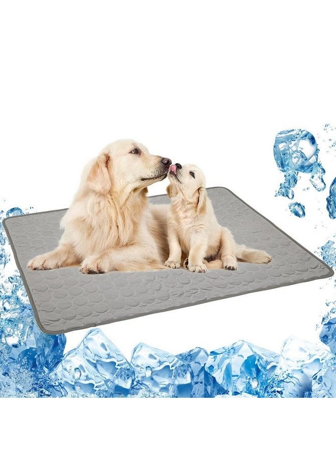 Pet Cooling Mat For Dog Puppy Cat Washable Cooling Pad, Reusable Ice Silk Dog Self Cooling Mat, Pet Sleeping Pad Blanket For Pet Beds Kennels Couches Sofa Floors Car Seats, Large, Grey