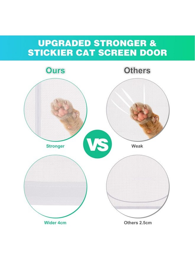 Reinforced Cat Screen Door, 35.5X82” Heavy Duty Pets Proof Screen Door With Bilateral Zipper, Prevent Dogs Cats Running Out From Home, Bedroom, Living Room, Kitchen Patio Doo