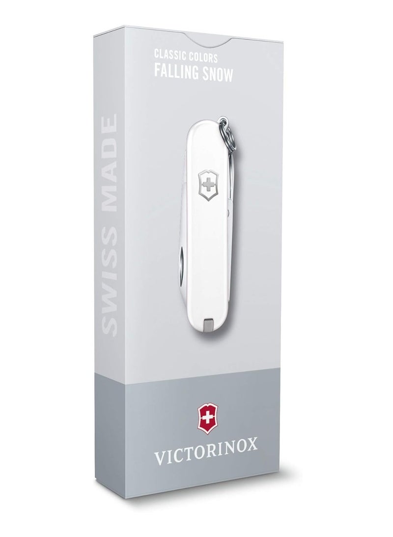 Swiss Army Knife - Fresh. Stylish. Colorful Swiss Classics - 7 Function, Multi-utility Tool With a Pair of Scissors - Falling Snow, 58 Mm, White