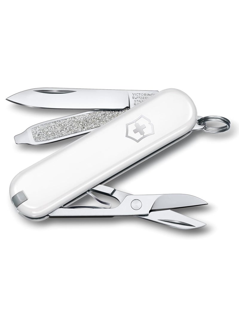 Swiss Army Knife - Fresh. Stylish. Colorful Swiss Classics - 7 Function, Multi-utility Tool With a Pair of Scissors - Falling Snow, 58 Mm, White