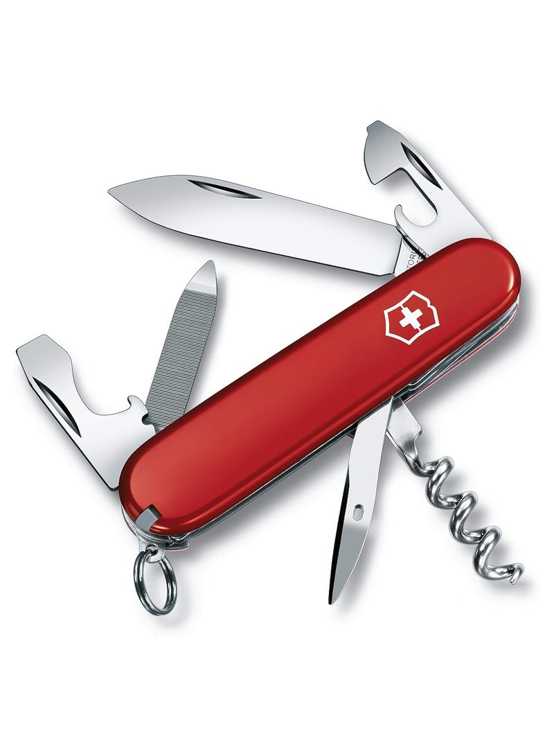 Sportsman Medium Pocket Knife 0.3803 Red Swiss Made Pocket Knife With 13 Functions