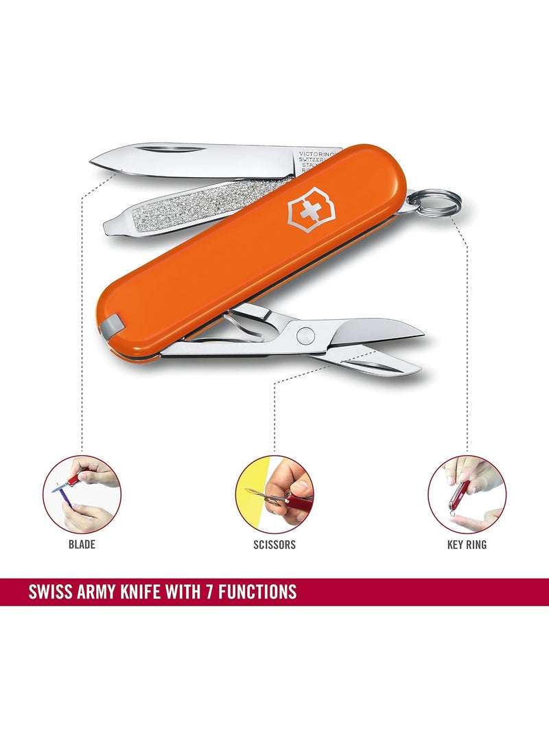 Swiss Army Knife - Fresh. Stylish. Colorful Swiss Classics - 7 Function, Multi-utility Tool With a Pair of Scissors - Mango Tango, 58 Mm, Orange