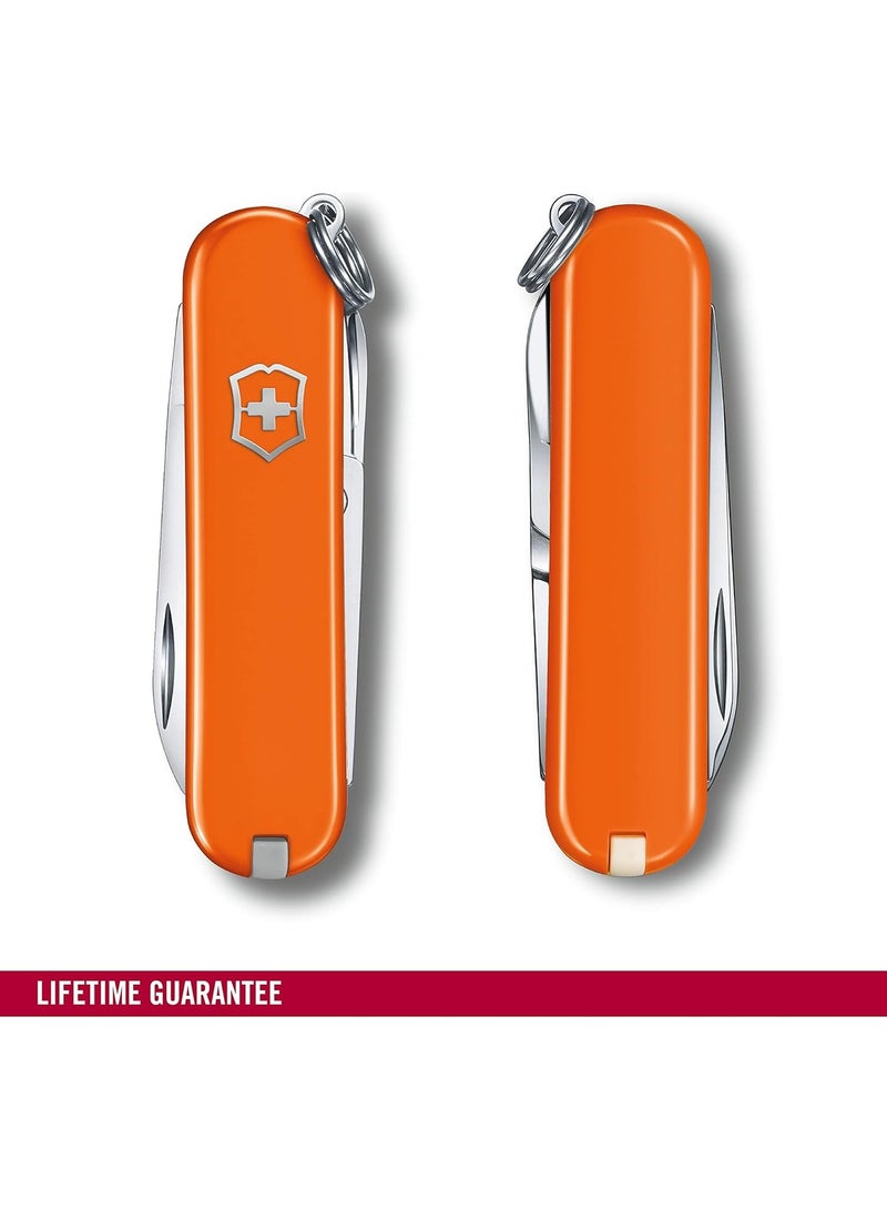 Swiss Army Knife - Fresh. Stylish. Colorful Swiss Classics - 7 Function, Multi-utility Tool With a Pair of Scissors - Mango Tango, 58 Mm, Orange