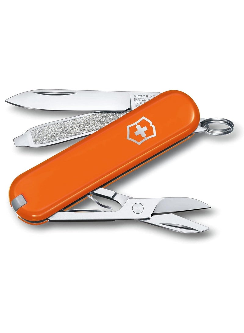 Swiss Army Knife - Fresh. Stylish. Colorful Swiss Classics - 7 Function, Multi-utility Tool With a Pair of Scissors - Mango Tango, 58 Mm, Orange