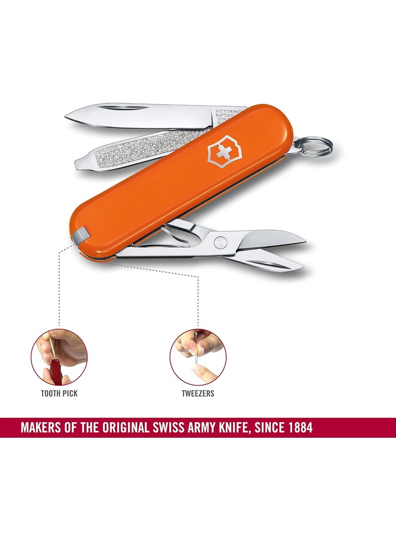 Swiss Army Knife - Fresh. Stylish. Colorful Swiss Classics - 7 Function, Multi-utility Tool With a Pair of Scissors - Mango Tango, 58 Mm, Orange