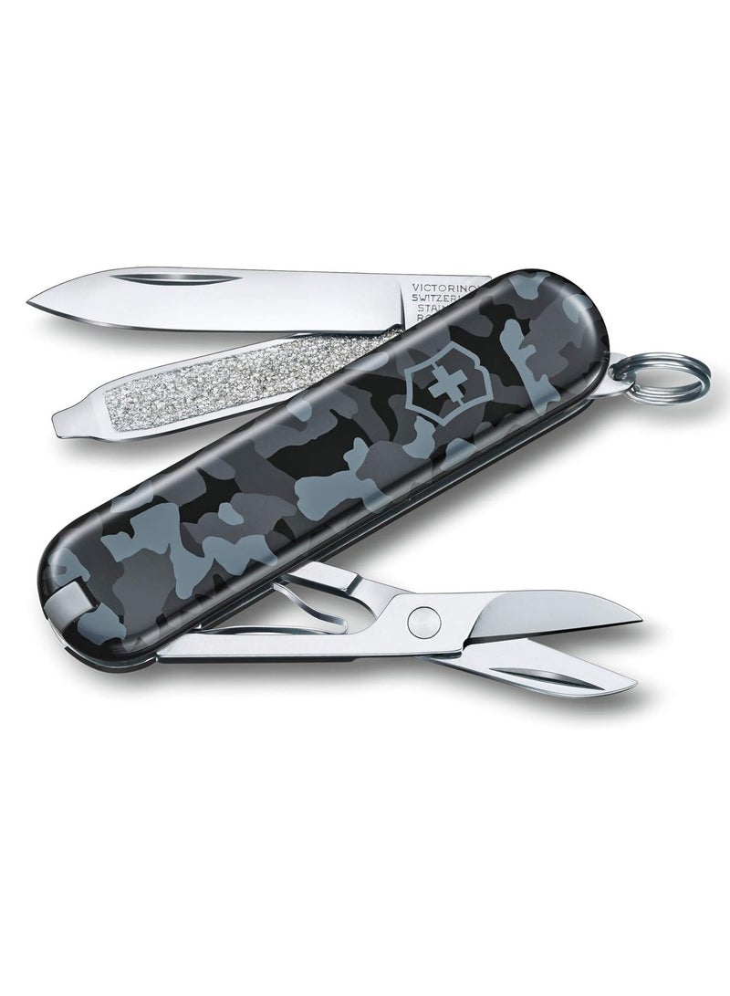 Classic Sd Small Pocket Knivies 0.6223.942 Navy Camouflage Swiss Made Pocket Knife With 7 Functions