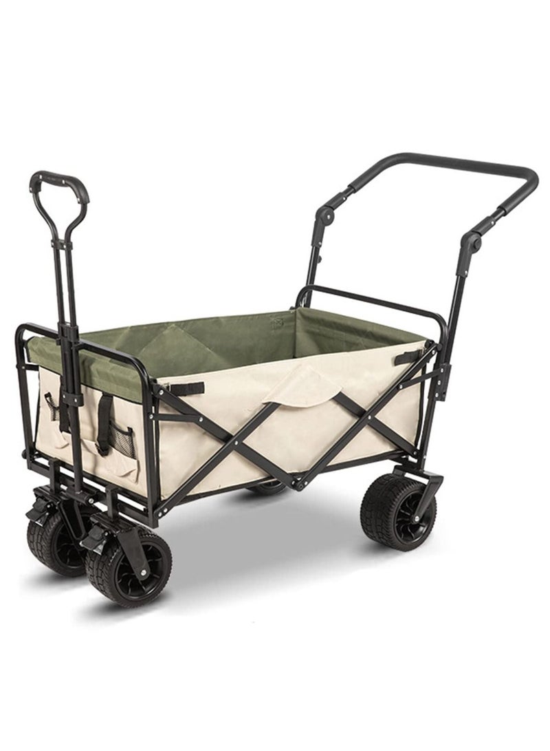 Foldable Wagon Cart Beach, Outdoor Camping Wagons, Beach Wagon Cart with Wheels, Garden Wagon Cart Heavy Duty