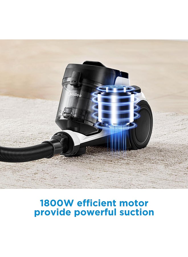 Vacuum Cleaner Bagless Canister 2L Dust Capacity With HEPA Filter, Easy Emptying, 200W Suction power, Washable Filter For Pet Hair, Carpet, Tile, Hard Floor 2 L 1800 W MC08MEBU Blue