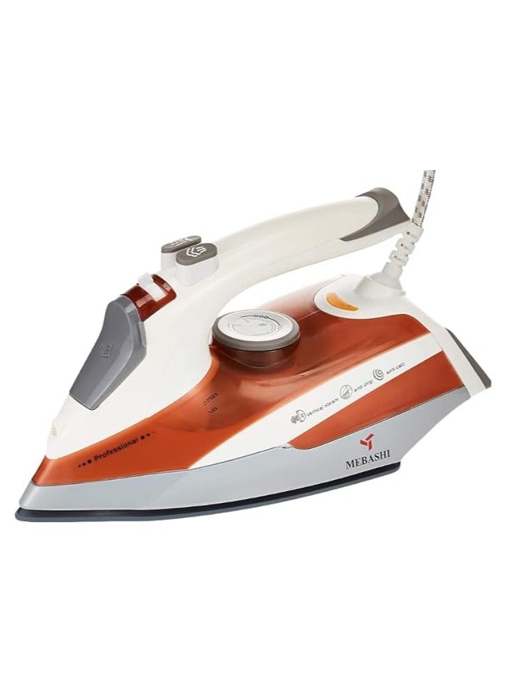 MEBASHI Compact Ceramic Steam Iron - 160ml,(2000W) Orange (ME-SIR5007)