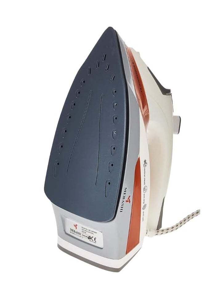 MEBASHI Compact Ceramic Steam Iron - 160ml,(2000W) Orange (ME-SIR5007)