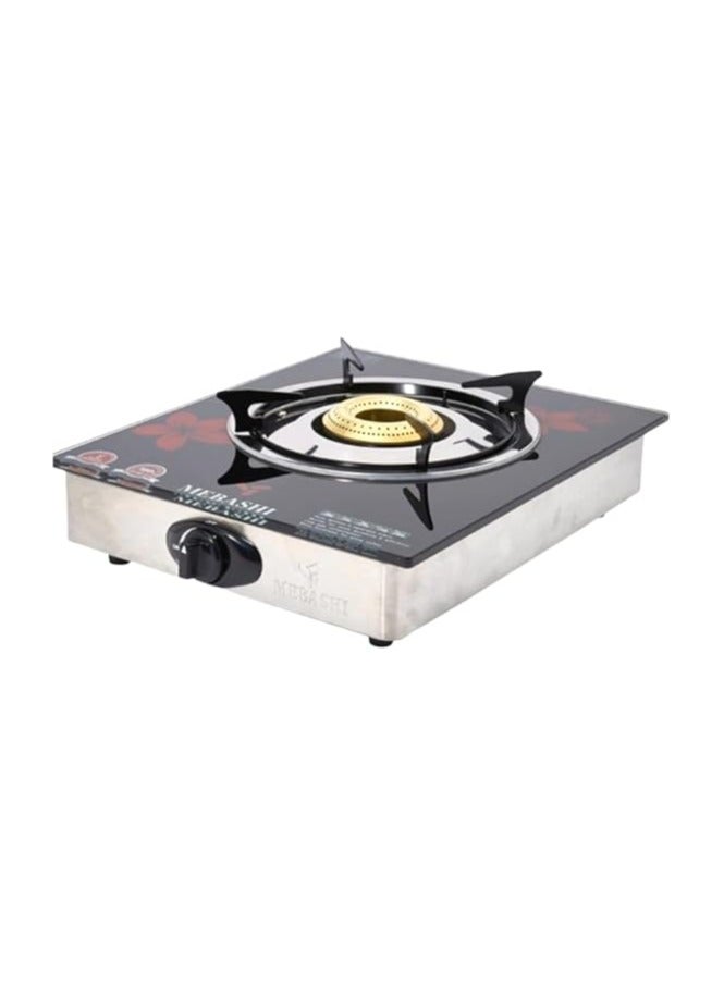 MEBASHI Single Burner Gas Stove | Red Tempered Glass with Heavy Cast Iron Burner, Auto Ignition & Italian Technology (ME-GS1004G1)