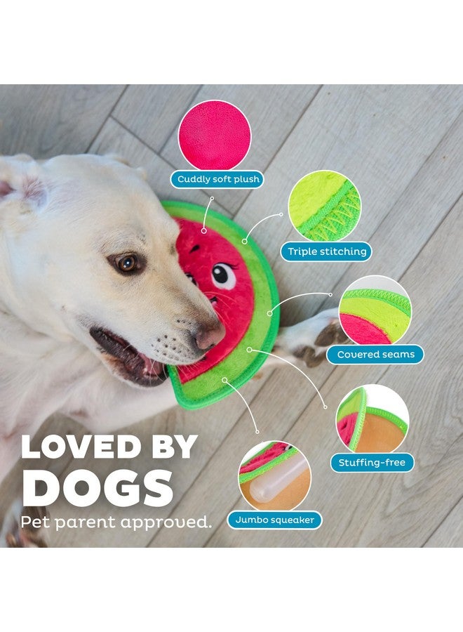 Tough Skinz Durable Squeaky Dog Toy With Two Tough Layers, Watermelon, Red, Medium