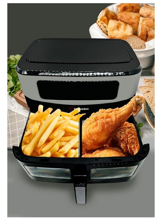 Mebashi 11L Air Fryer, Digital Touch Screen Cooking Machine, 360 Heat Circulation, Touch Control Panel, 11 Function Menus, Glass Window (ME-AF958) (1700-2050W)