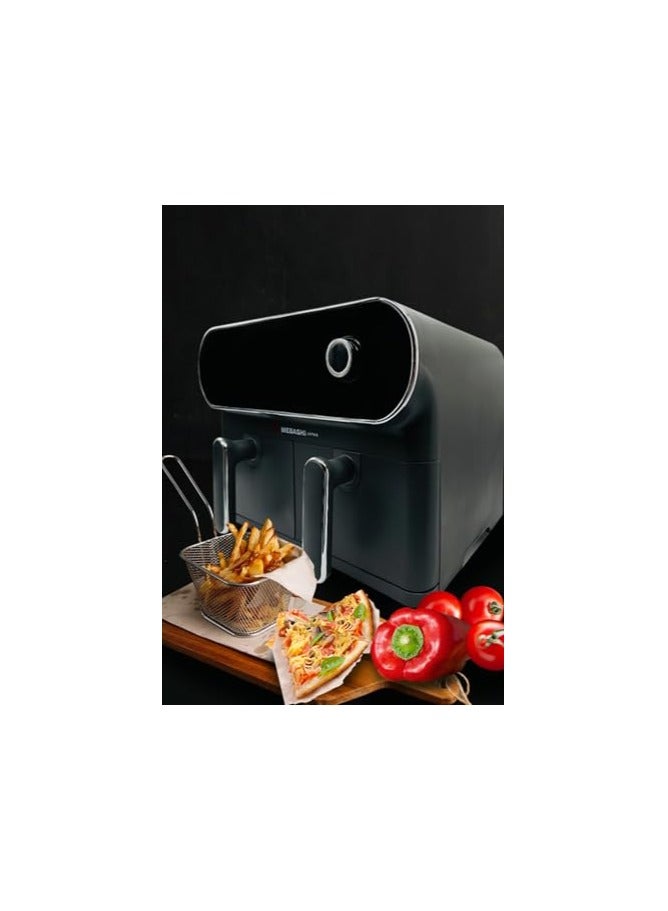 MEBASHI Air Fryer Dual Basket with LED Display, 1700W 2 * 5.5L Capacity, Total 11L, 6 Pre-Set Cooking Programs, Ready to Use in 3 Minutes (ME-AF975)