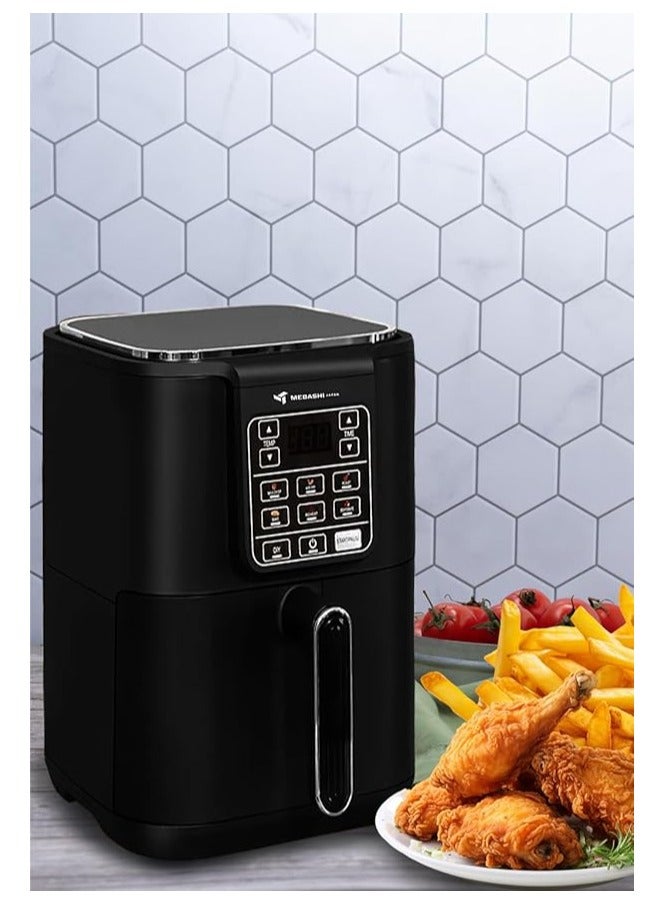 Mebashi 6L Air Fryer, Digital Touch Screen Cooking Machine, 360 Heat Circulation,(1500W) Touch Control Panel, 7 Function Menus (ME-AF653)