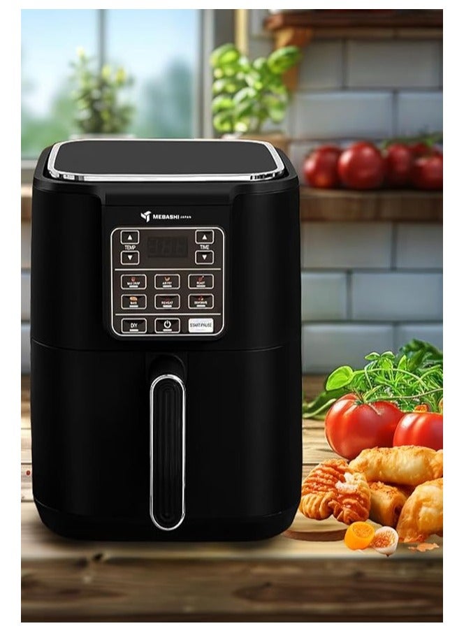 Mebashi 6L Air Fryer, Digital Touch Screen Cooking Machine, 360 Heat Circulation,(1500W) Touch Control Panel, 7 Function Menus (ME-AF653)