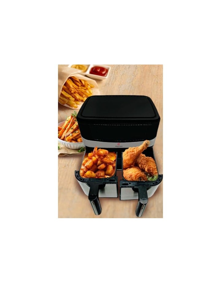 MEBASHI Air Fryer Dual Basket with Digital Screen, 1800W 2 * 4.5L Capacity, Total 9L, Rapid Air Technology,12 Pre-Set Functions (ME-AF997)