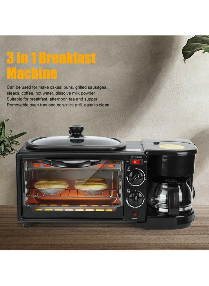 3 in 1 Breakfast Maker (Oven, Griddle Pan & Coffee Machine) Made With Premium Quality Material & Updated Electronics - Break Fast Machine Includes Frying Pan, Oven & Coffee Maker