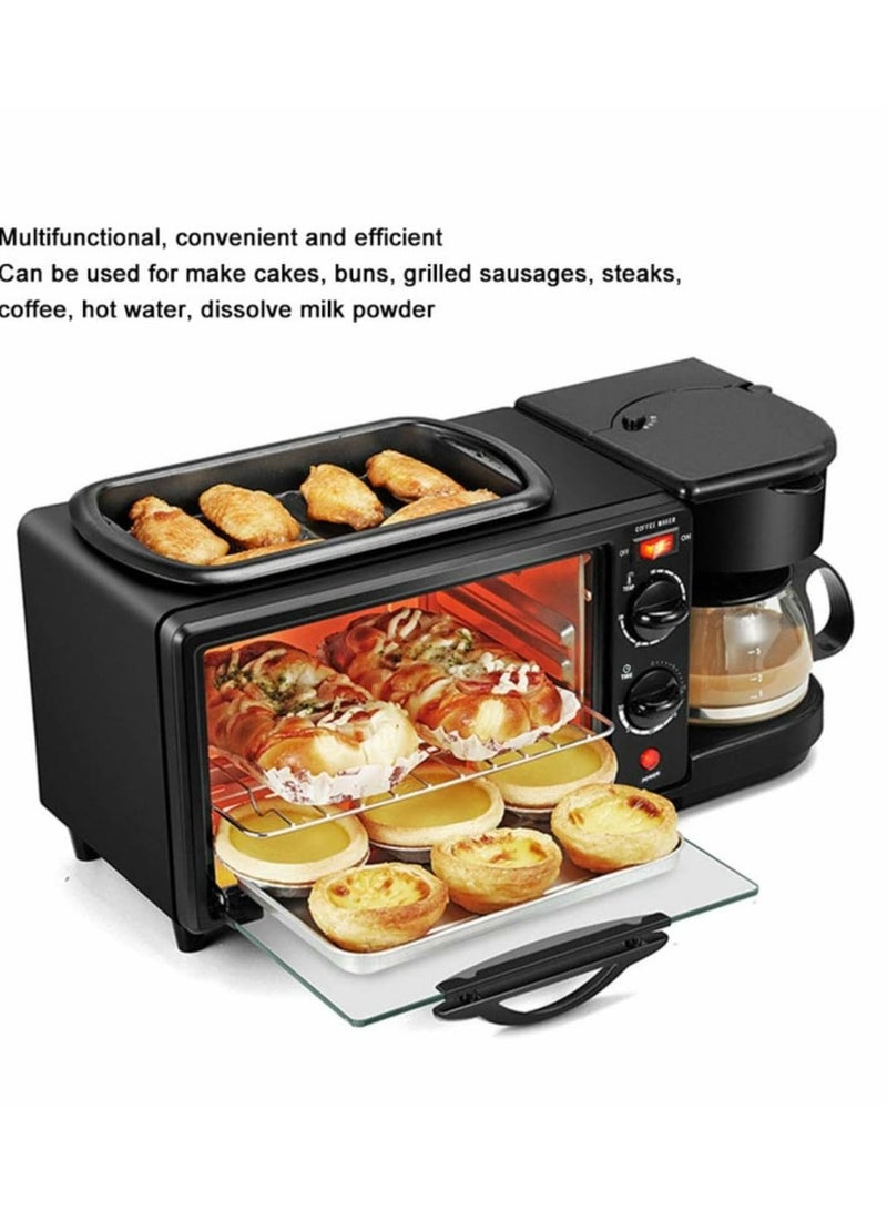 3 in 1 Breakfast Maker (Oven, Griddle Pan & Coffee Machine) Made With Premium Quality Material & Updated Electronics - Break Fast Machine Includes Frying Pan, Oven & Coffee Maker