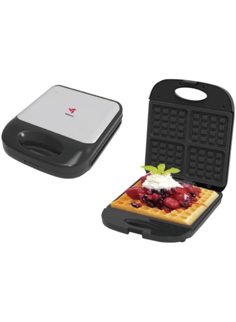 MEBASHI 4 Slice Waffle Maker, Black Steel, Auto Temperature Control, Non-Stick Plates(400W) (ME-WAM196B4)