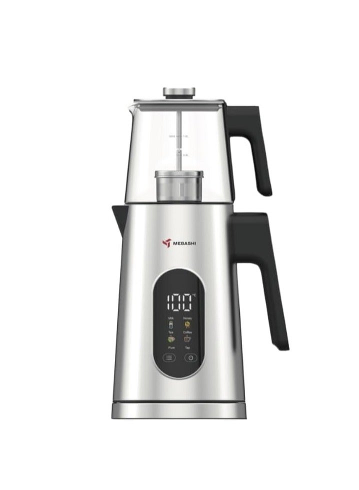 MEBASHI Tea Maker, 1.7L Kettle, 1.0L Teapot, 4 Settings,(1500W) Steel (ME-TM303)