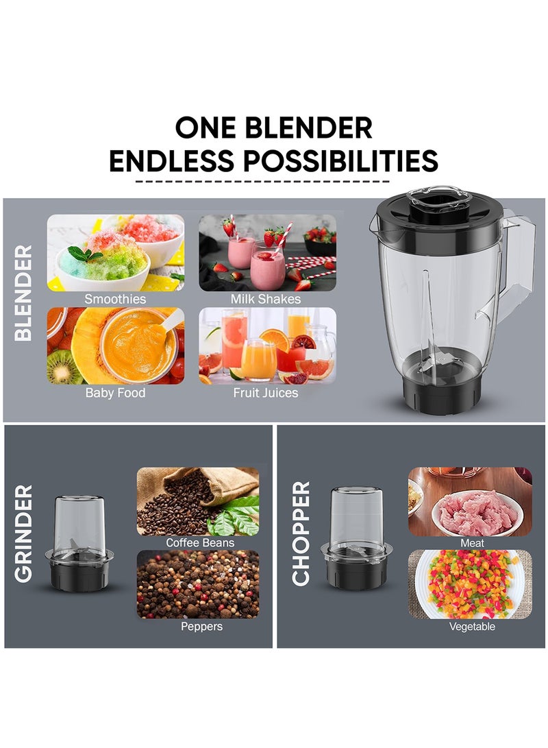 3-in-1 Blender with 3 Jars, 1.5 Ltr Liquid Jar, 1 Coffee Grinder  1 Meat Mincer 2 Speeds, Stainless Blades, Unbreakable Jar, Perfect for Dry & Wet Fine Grinding, Mixing & Juicing 1.5 L 600 W NB2900NA1 Black