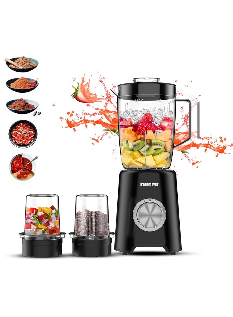 3-in-1 Blender with 3 Jars, 1.5 Ltr Liquid Jar, 1 Coffee Grinder  1 Meat Mincer 2 Speeds, Stainless Blades, Unbreakable Jar, Perfect for Dry & Wet Fine Grinding, Mixing & Juicing 1.5 L 600 W NB2900NA1 Black