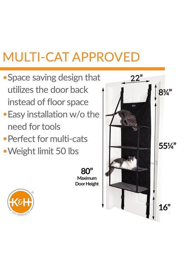 Hangin’ Cat Tree  Door Mounted Climber Cat Wall Perch Furniture Cat Hammock For Indoor, Hanging / Elevated Bed  4 Story Gray 12 X 22 X 65 Inches