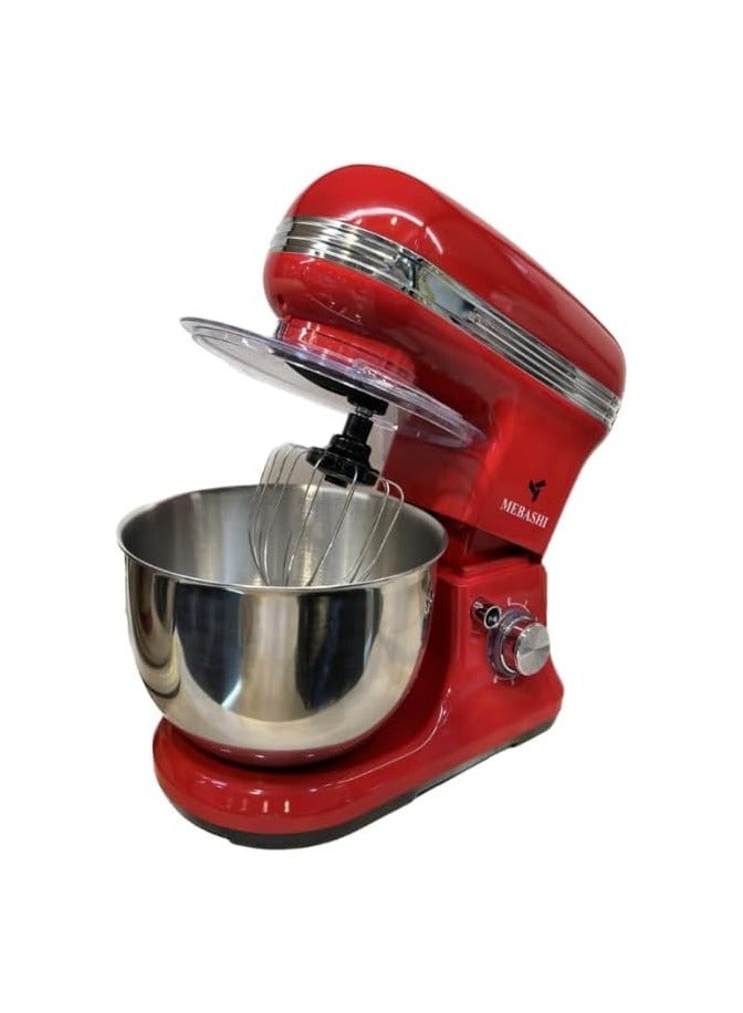 Roll over image to zoom in MEBASHI 5L Stand Bowl Mixer, 1200W, 8 Speed Levels, Stainless Steel Bowl- ME-SBM1111 (Red)