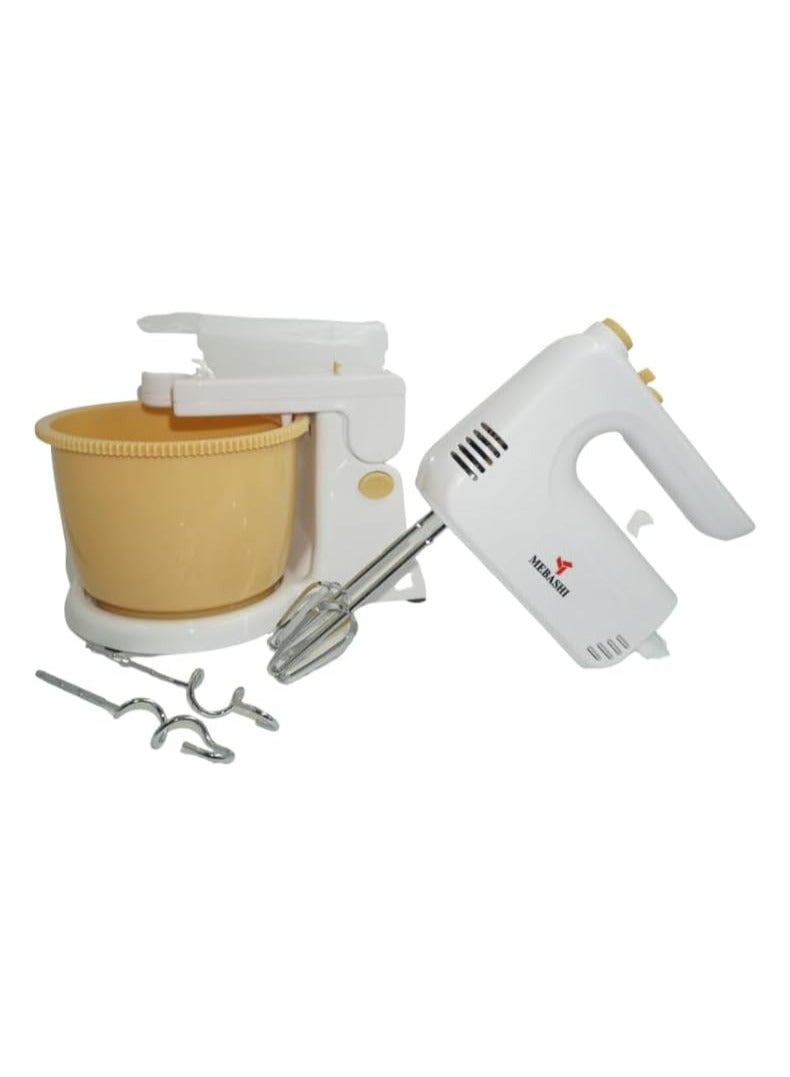 MEBASHI Stand Bowl Mixer, 3 L Capacity, 5 Speeds with Turbo, 250W Motor, White (ME-SBM1004PP)